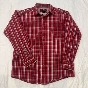 Ariat Pro Series Mens Large Red Plaid Button Down Shirt Long Sleeve